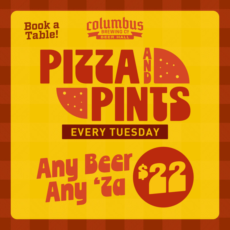 Pizza and Pints at the Beer Hall every tuesday